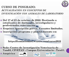 Curso de Posgrado: Actualización en Conceptos de Investigación con Animales de Laboratorio